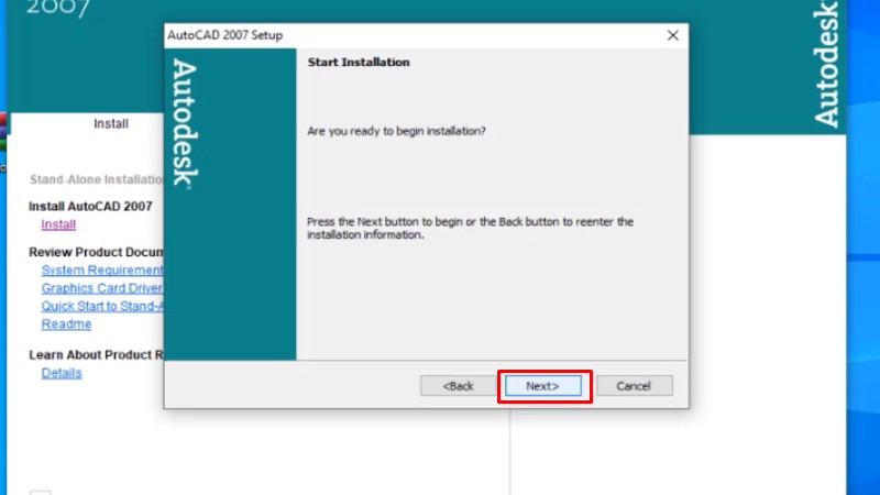 Tải AutoCAD 2007: Hướng Dẫn Cài Máy Cấu Hình Thấp 23 Bấm next