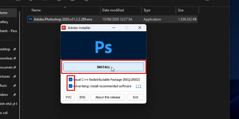 Photoshop 2020: Tải, Cài Đặt & Hướng Dẫn Kích Hoạt 13 Tích chọn như hình và bấm Install