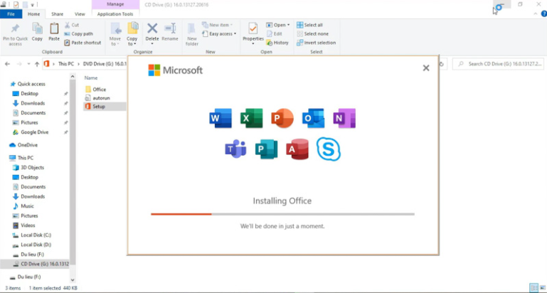 đợi quá trình cài đặt hoàn tất